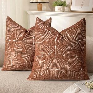 Rust Textured Geometric Accent Pillow - Brand